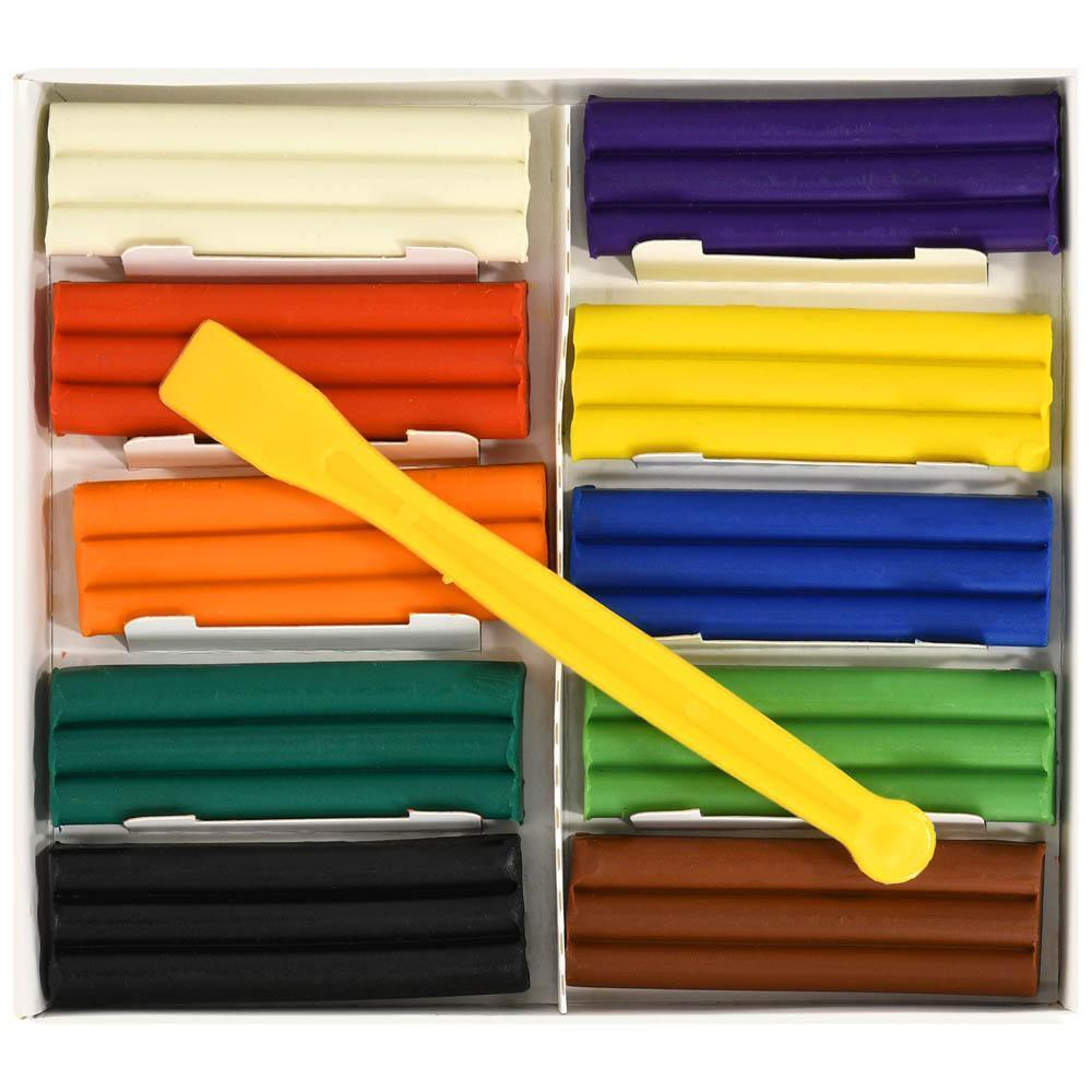 Пластилин восковой 10 цветов, 150 гр, со стеком (Каляка-Маляка)