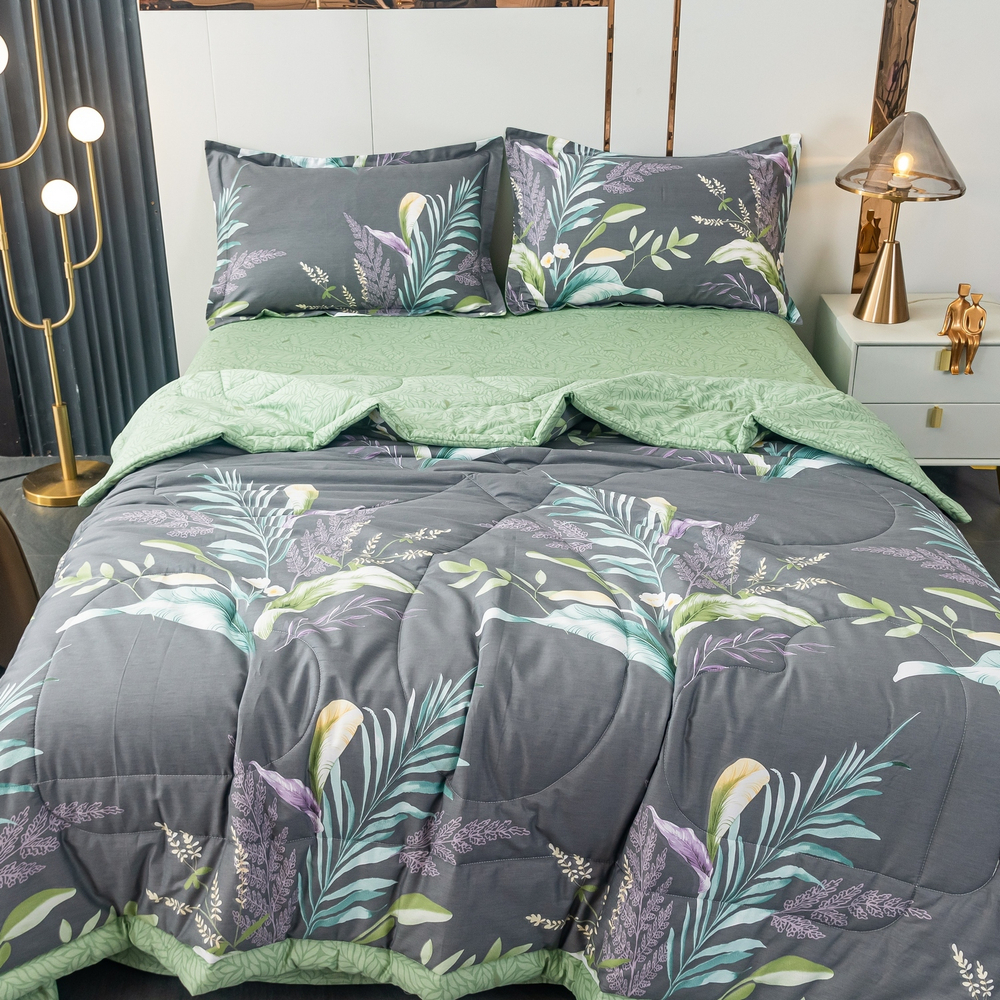 Комплект постельного белья Сатин с Одеялом 100% хлопок на резинке OBR140