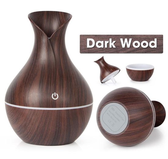 Увлажнитель-ароматизатор воздуха, темное дерево, 130 мл, USB, распылитель эфирного масла, ультразвуковой увлажнитель, распылитель для ароматерапии со светодиодом