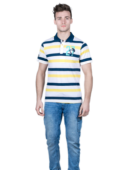 Рубашка-поло мужская Cottonfeels, белый/синий/желтый 589724