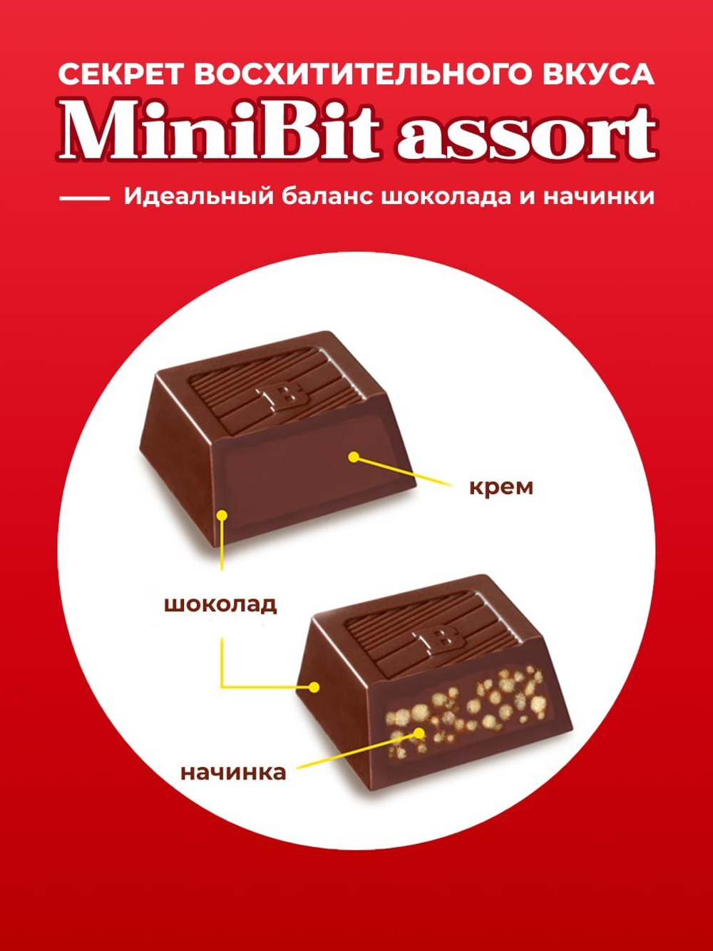 Шоколад Mini Bit Assorted ассорти 5 вкусов, BOURBON, 139г