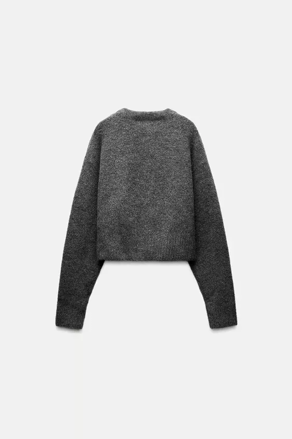 ZARA УКОРОЧЕННЫЙ СВИТЕР ИЗ МЯГКОЙ ТКАНИ, СЕРЫЙ