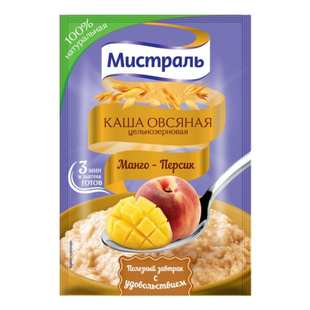 Каша овсяная Мистраль, манго/персик, 40 гр
