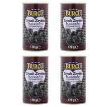 Маслины BURCU черные с косточкой 170 г x 4 шт