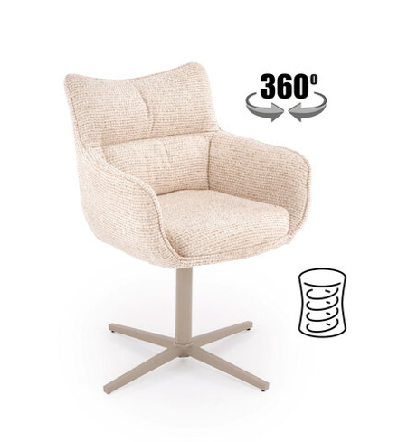 Стул HALMAR K614 CS бежевый/кашемир, поворотный