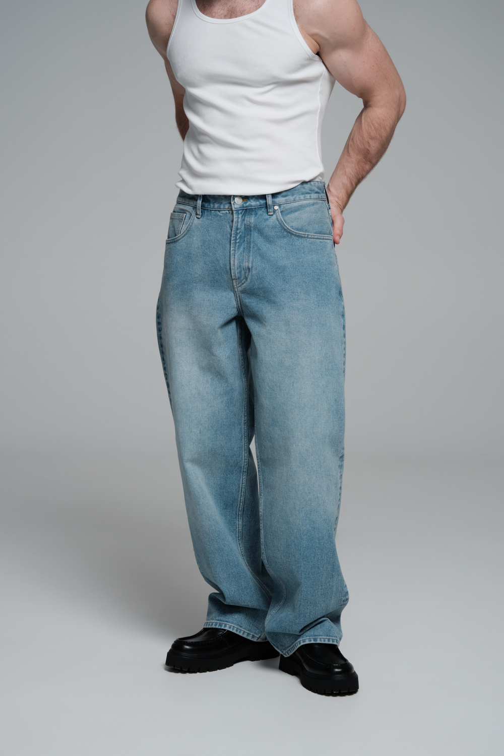 Джинсы широкие | light blue