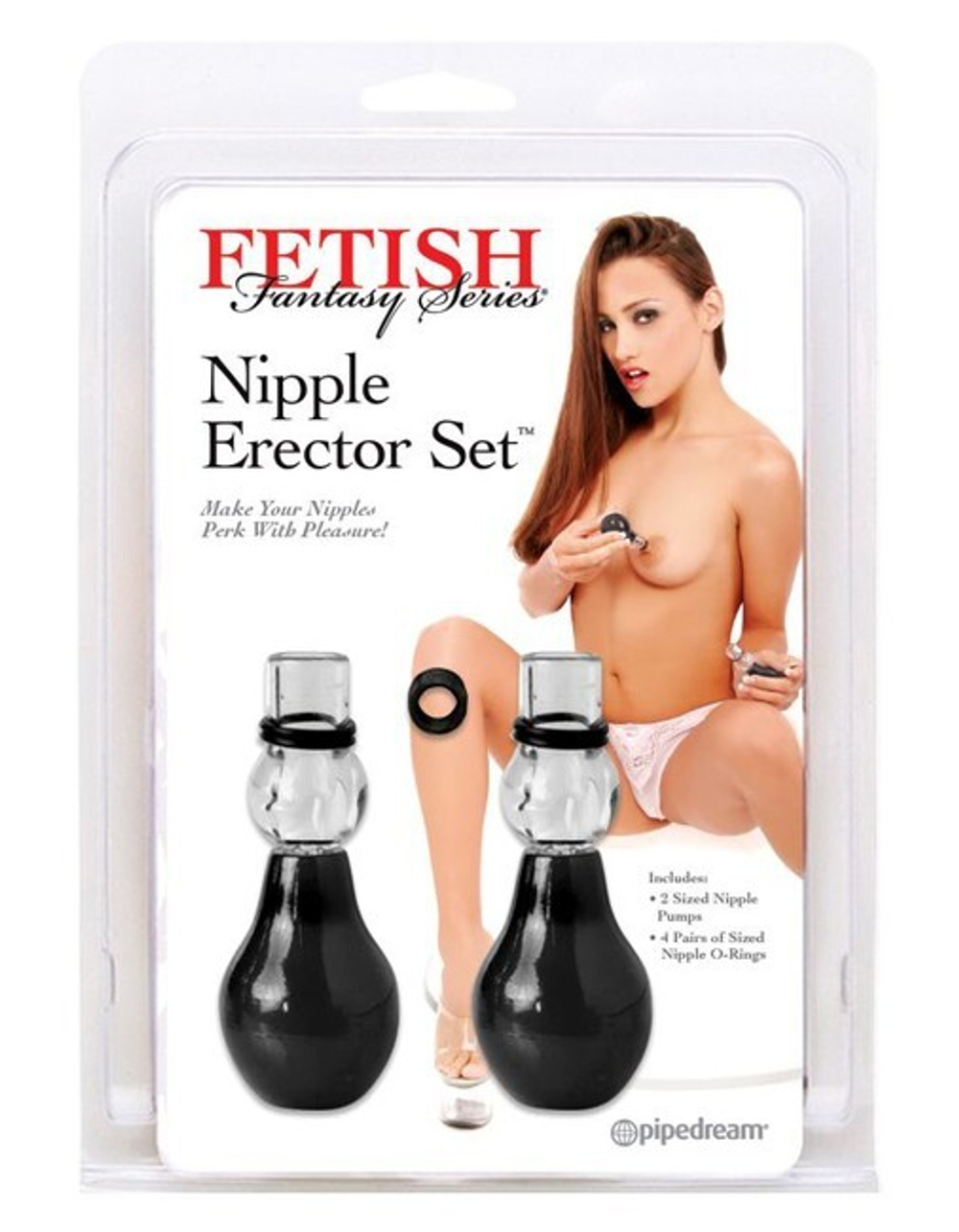 Набор вакуумных зажимов на соски с колечками Fetish Fantasy Series Nipple Erector Set (Цвет: черный с прозрачным)