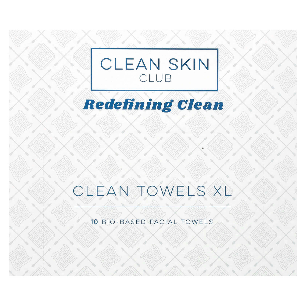 Clean Skin Club, Clean ToWells, размер XL, 10 полотенец для лица из биологического сырья