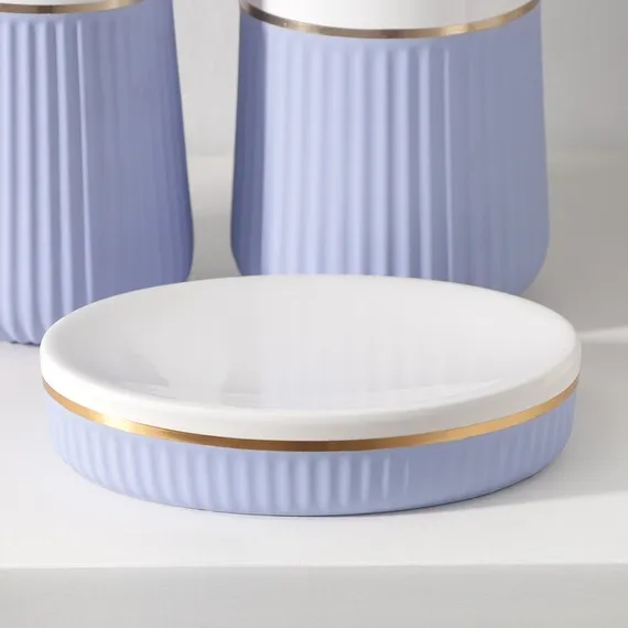 Набор аксессуаров для ванной комнаты SAVANNA Grace, 3 предмета (дозатор для мыла 290 мл, стакан, мыльница), цвет сиреневый,белый