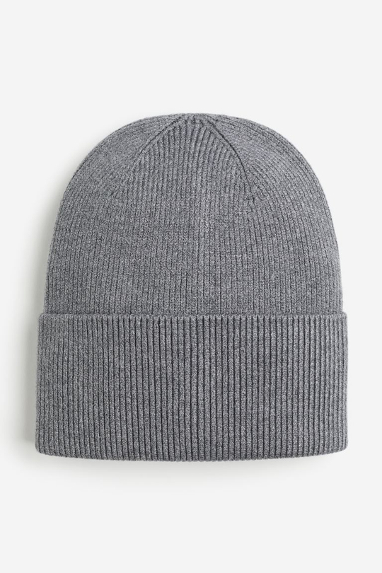 H&M Однотонная шапка с подворотом, серый