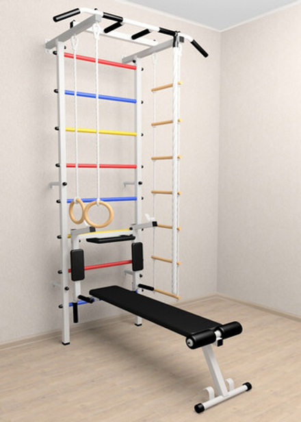 Шведская стенка Sv Pro 805 (Турник Pro/Брусья/стойка/Скамья/Канат/Кольца/Лестница)