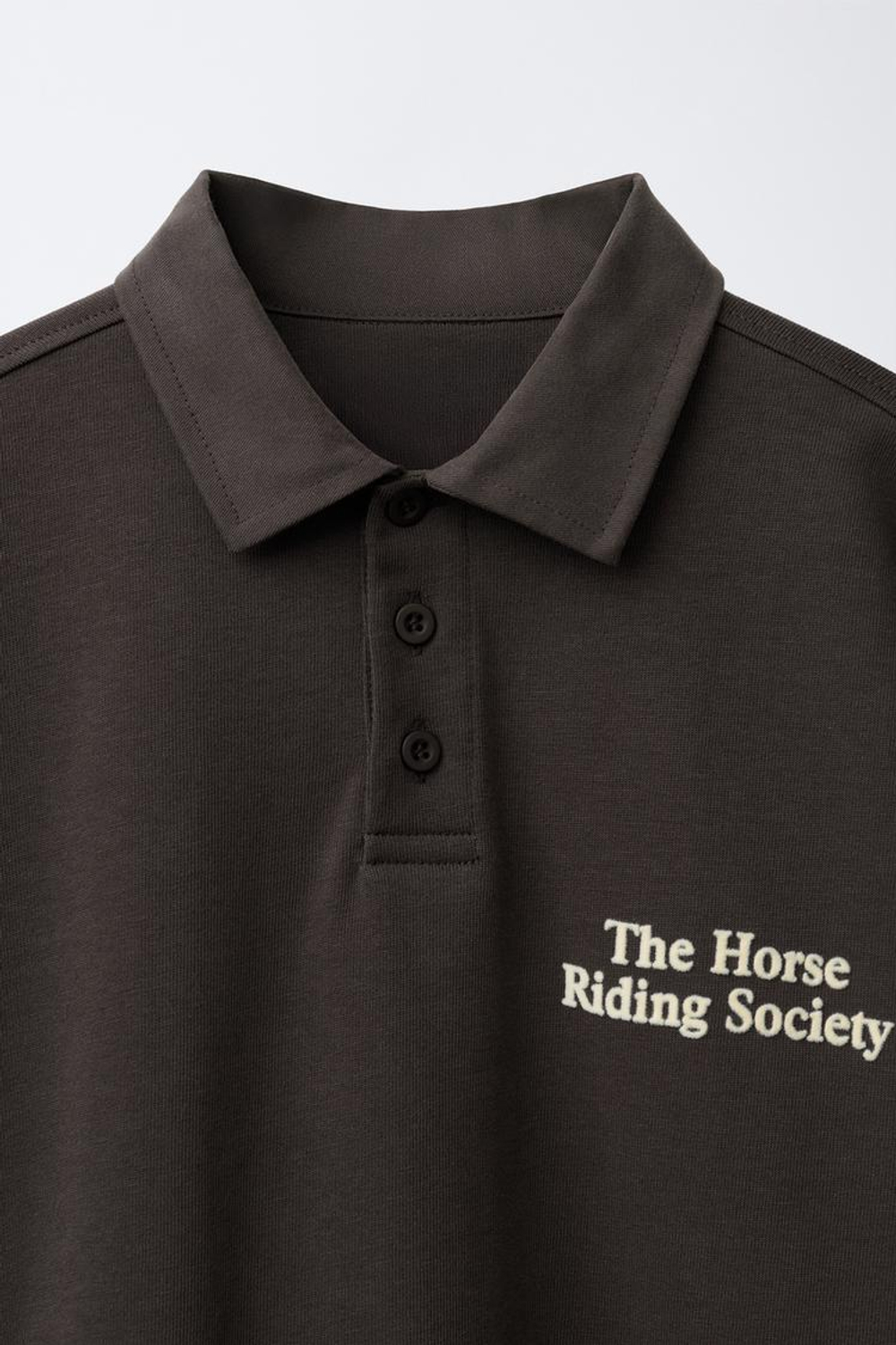 ZARA ПОЛО С ТЕКСТОМ ИЗ ВЕЛЬВЕТА, АНТРАЦИТОВО-СЕРЫЙ