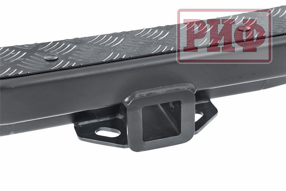 Бампер задний силовой/защита штатного бампера Mitsubishi Pajero Sport 2015-2020 c квадратом под фаркоп РИФ