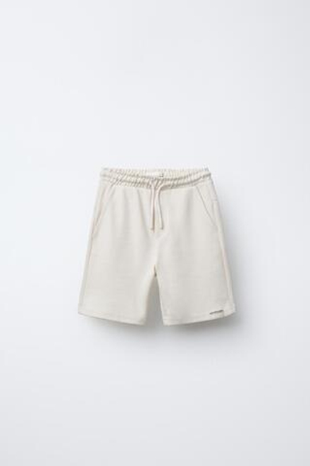 ZARA ШОРТЫ КОМФОРТНОЙ ПОСАДКИ ИЗ МЯГКОЙ ТКАНИ, СВЕТЛЫЙ ЭКРЮ