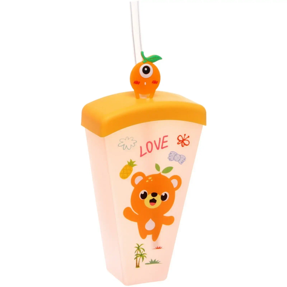 Стакан пластиковый 400мл «Свежесть лета» с трубочкой, цвета микс