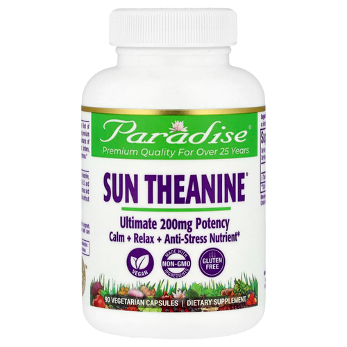 Paradise Herbs, Sun Theanine®, 200 мг, 90 вегетарианских капсул