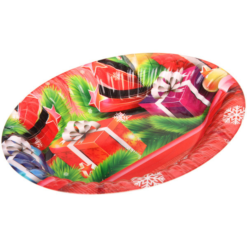 Поднос пластиковый «Новогодние подарки» 19*25см