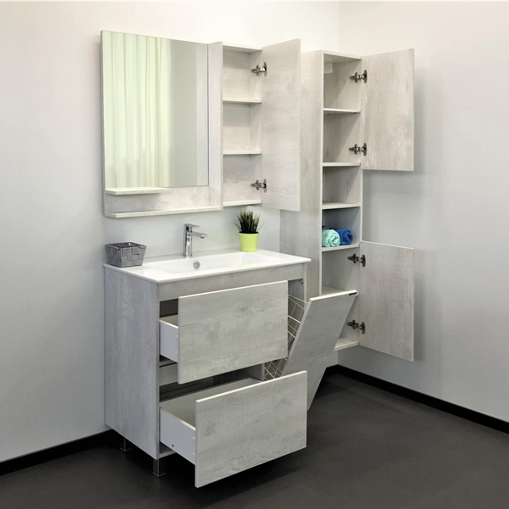 Comforty. Тумба-умывальник Верона-90 дуб белый с раковиной Quadro 90