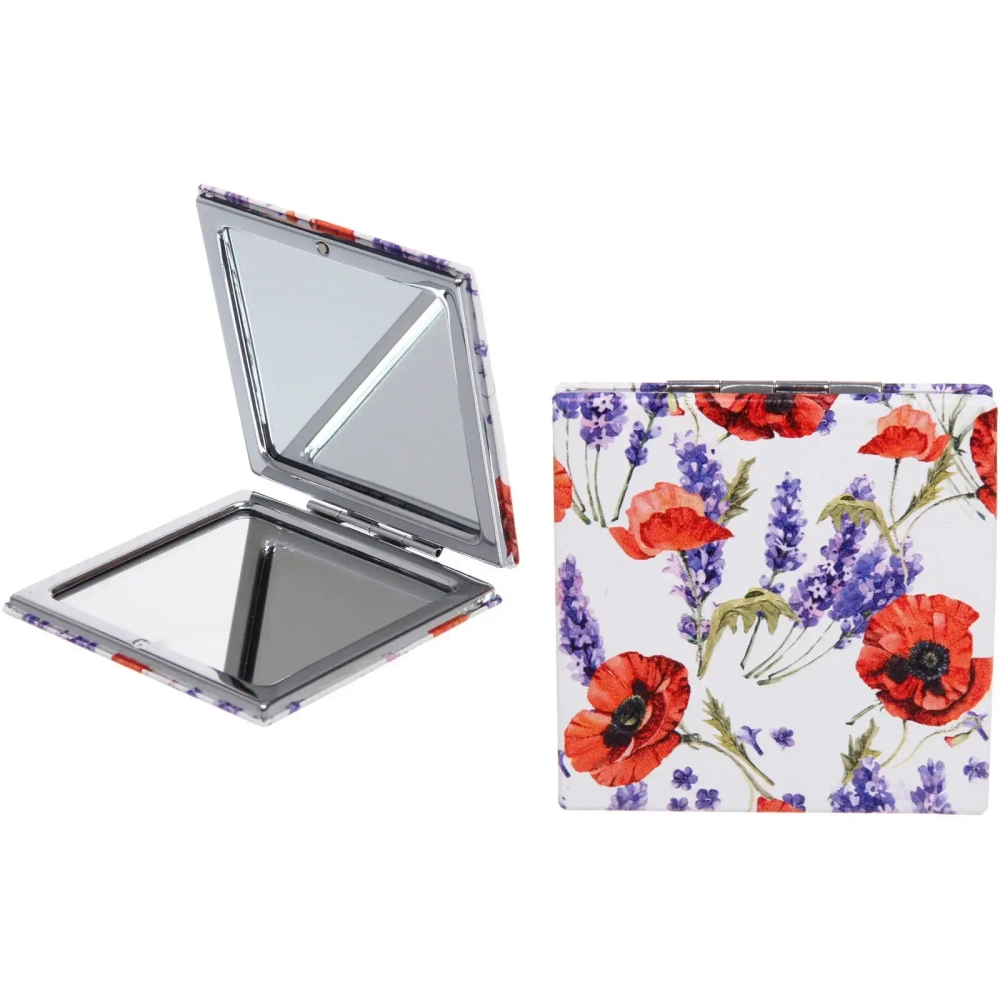 Зеркало косметическое двойное «ФРАТЕЛЛИ», маки, 7*7см (пакет с подвесом)