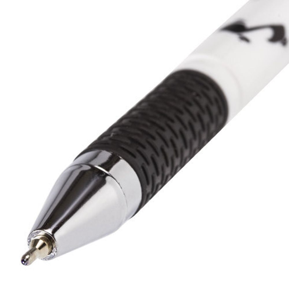 Ручка шариковая масляная с грипом BRAUBERG BLACK&WHITE "Melody", СИНЯЯ, узел 0,7 мм, линия письма 0,35 мм, 142658