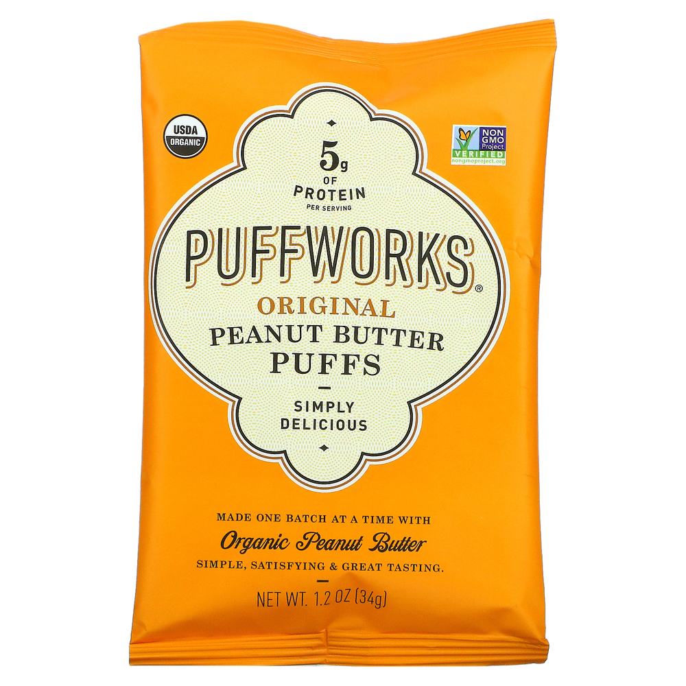 Puffworks, Шарики с арахисовой пастой, оригинальные, 6 пакетиков по 34 г (1,2 унции)