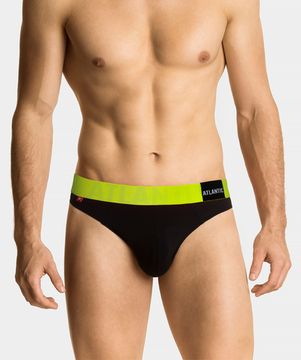 Мужские трусы слипы спорт Atlantic MP-1566, черно-зеленые