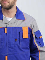 Костюм Драга-2 (тк.Смесовая МВО,240) п/к, васильковый/св.серый/оранжевый