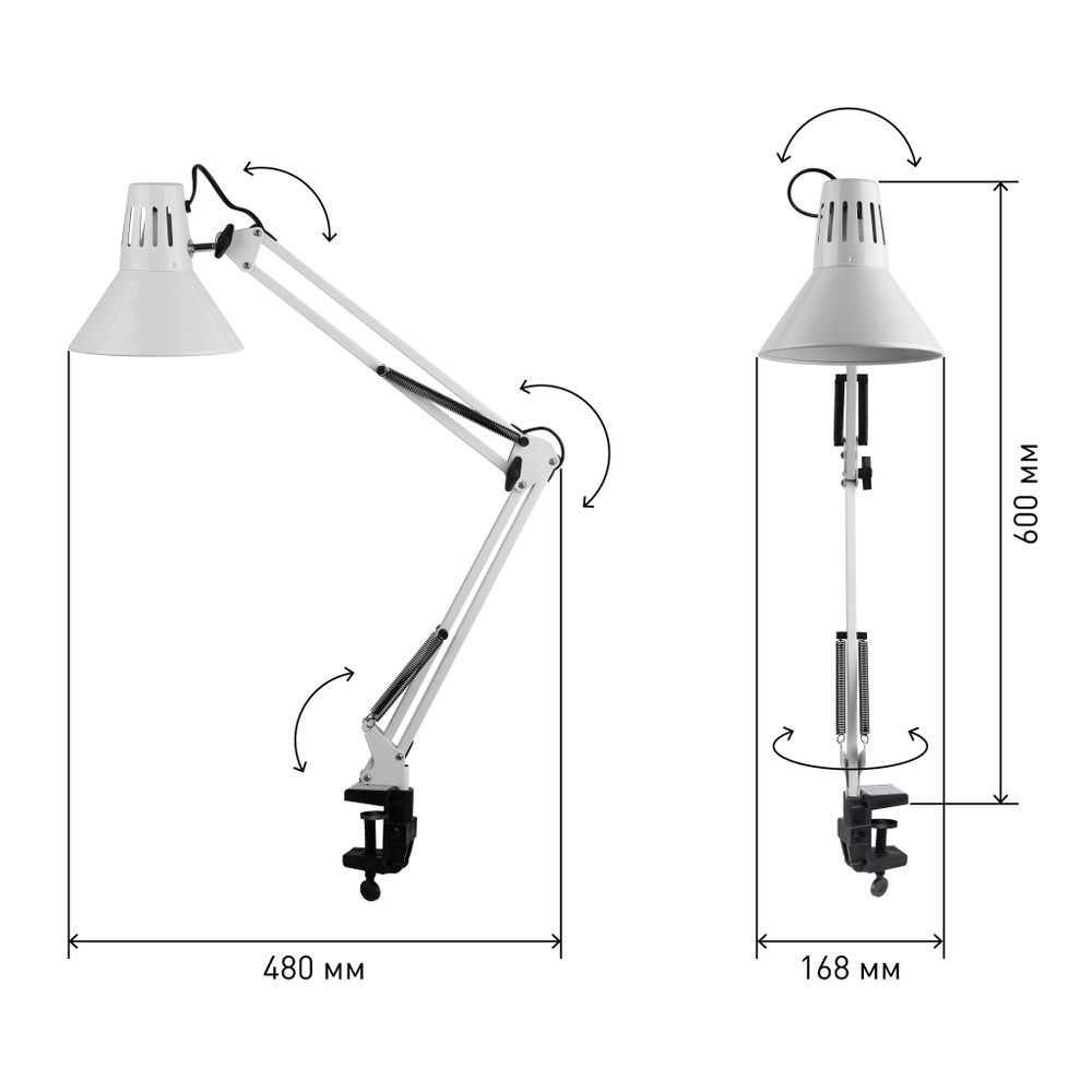 Лампа настольная для маникюра (для блика) на струбцине, белая, ЭРА