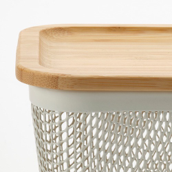 IKEA 365+ Корзина с крышкой 15x15x11 см, металл/бамбук белая
