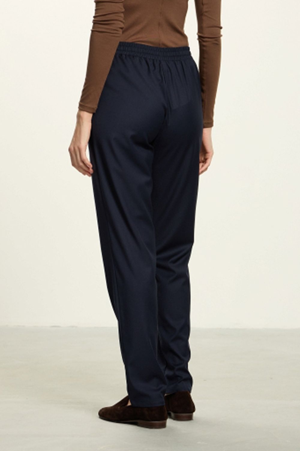 Брюки Чинос на резинке синие смесовая шерсть