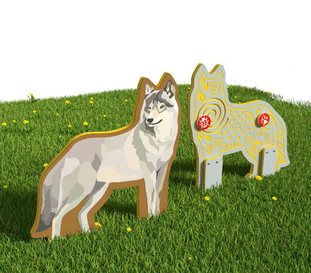 Уличный двусторонний модуль с сенсорными элементами Тактильный топиарий Животные леса