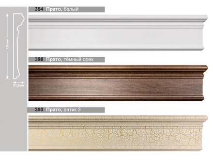 Багетная планка деревянная Прато арт. 394, цвет белый (ширина 120 мм)