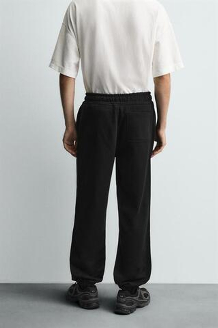 ZARA БАЗОВЫЕ БРЮКИ-ДЖОГГЕРЫ, ЧЕРНЫЙ