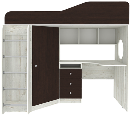 Кровать-чердак КарИВи Кадет 1 с металлической лестницей Винтерберг Венге