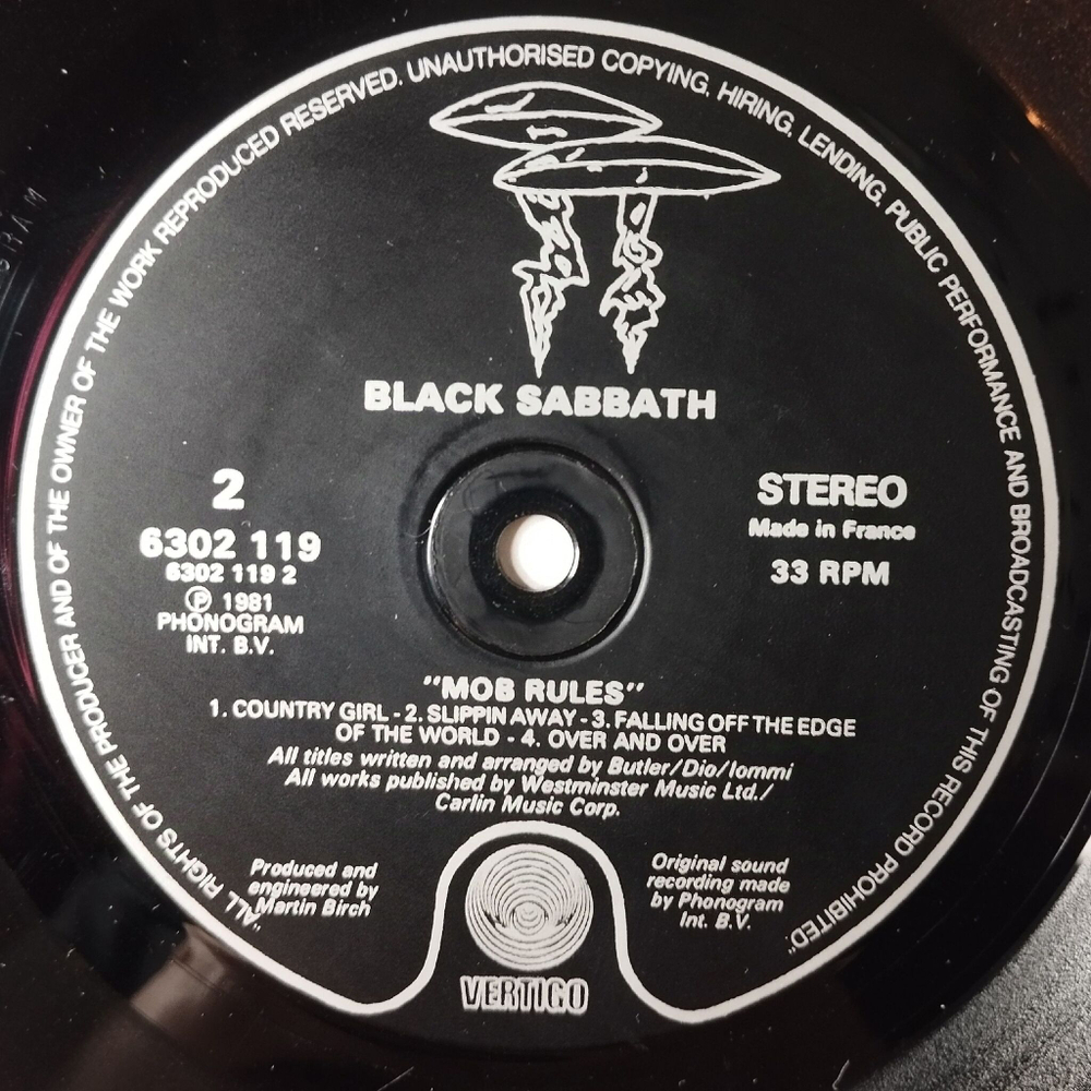 Винтажная виниловая пластинка LP Black Sabbath Mob Rules (France 1981)