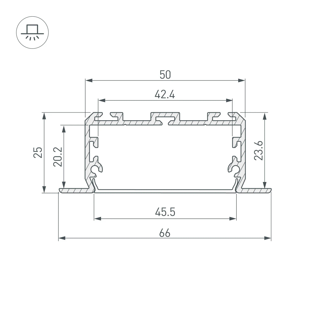 Профиль KLUS-POWER-W50-FS-2000 ANOD (Arlight, Алюминий) 028919