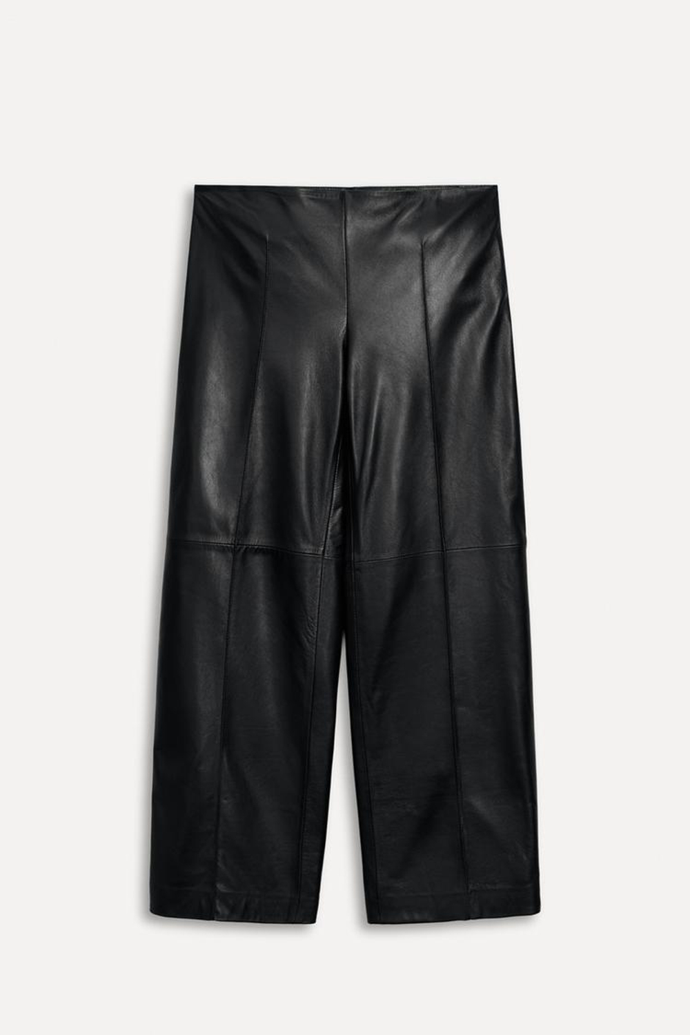 ZARA КОЖАНЫЕ БРЮКИ С ДЕКОРАТИВНОЙ СТРОЧКОЙ — 50TH ANNIVERSARY, ЧЕРНЫЙ