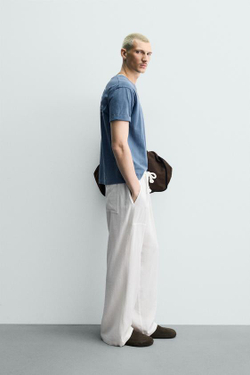 ZARA БРЮКИ RELAXED FIT В КЛЕТКУ, БЕЛЫЙ