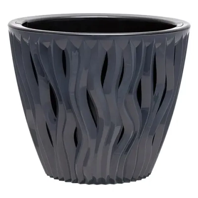 Кашпо для цветов пластиковое 4,5л d-21,5см «Вдохновение» Антрацит