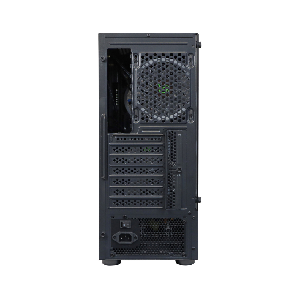 Корпус BaseTech eXtreme GFX-03, БП:600W, ATX, чёрный, 4xFRGB FAN, 2xUSB2, 1xUSB3, бок: закалённое стекло (BT-GFX-03-MESH-4F-RGB-600W)