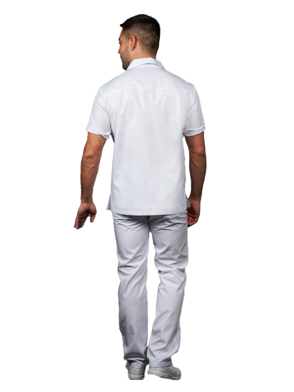 Блуза медицинская мужская Доктор стиль Скай с отложным воротником, белый, 52