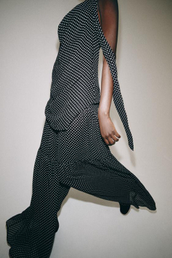 ZARA ТОП С ГОРЛОВИНОЙ ХАЛТЕР И ГОРОШКОМ — ZW COLLECTION, ЧЕРНЫЙ/БЕЛЫЙ