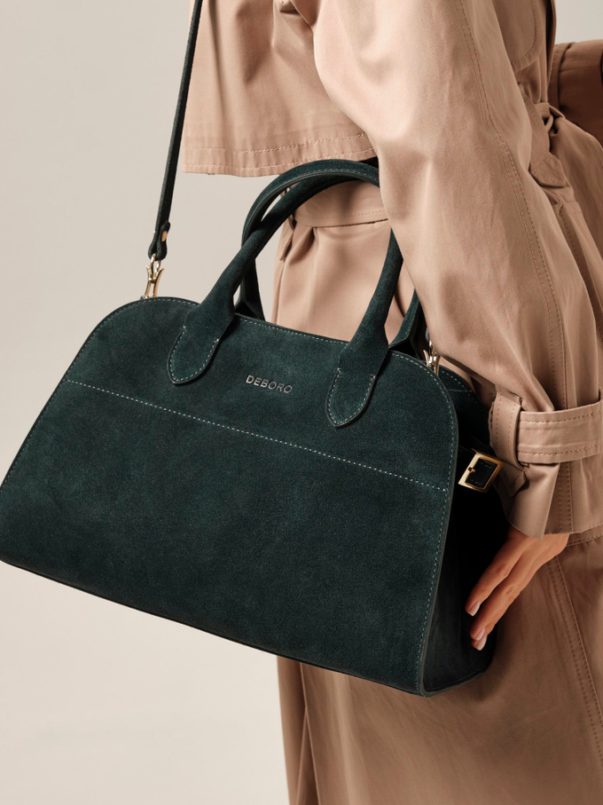 Сумка замшевая темно-зеленая