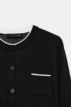 ZARA КОМБИНИРОВАННЫЙ КАРДИГАН, ЧЕРНЫЙ/БЕЛЫЙ