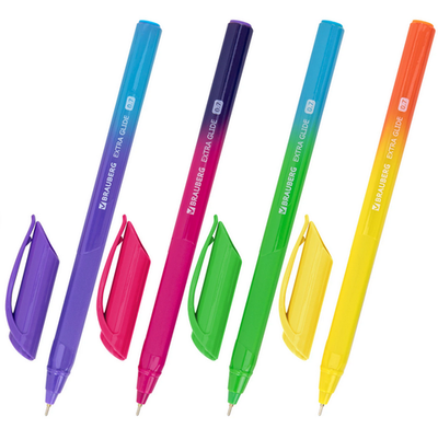 Ручка шарик. масл. линия 0,5мм. "Extra Glide DZ" синяя, трехгранная, корпус ассорти (BRAUBERG)