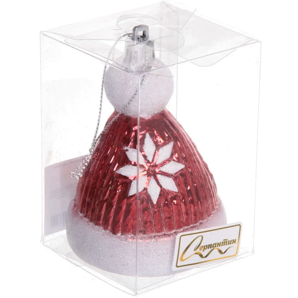 Ёлочная игрушка «Новогодняя шапочка» 6,5*6,5*9,5 см, красный