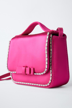 ZARA СУМКА СО СТРАЗАМИ, РОЗОВЫЙ