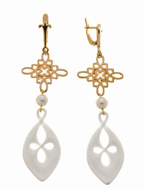 "Роган" серьги в золотом покрытии из коллекции "Нюанс" от Jenavi  с английским замком