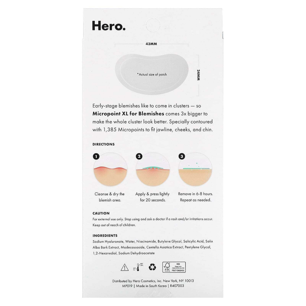 Hero Cosmetics, Mighty Patch® Micropoint XL, для устранения несовершенств, 6 патчей