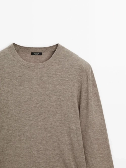 Massimo Dutti Свитер из смесовой шерсти с круглым вырезом, норка